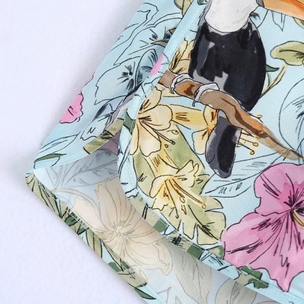 Summer Women Floral Bird Print Elastic Waist Shorts Casual Female Loose Clothes P2095