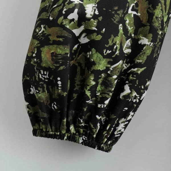 New Spring Women Vintage Printing Mini Shirt Dress Female Stand Collar Long Sleeve Clothes Loose Vestido D7029