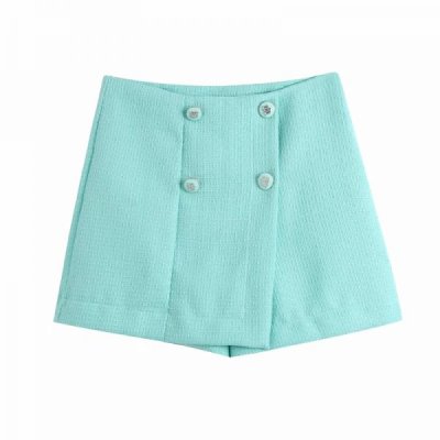 Summer Women Button Decoration Casual Shorts Solid Female Loose Clothes P2055